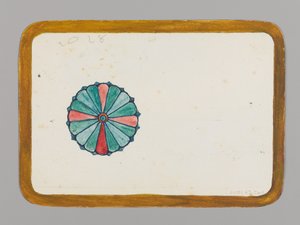 Kis kártya stilizált krizantémmal, 1880 körül. Akvarell, fekete tinta és fémfesték.