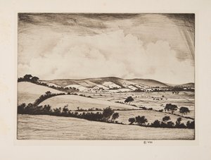 Egy völgy a South Downsban, kocsma. 1925. alkotó: Christopher Richard Wynne Nevinson