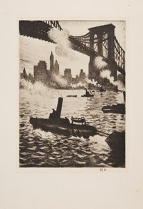 A Brooklyn Bridge alatt, kocsma 1921. alkotó: Christopher Richard Wynne Nevinson