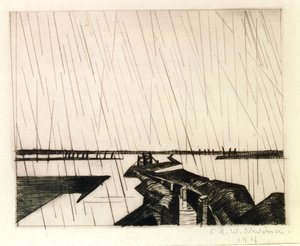 Elárasztott árok az Yseren, 1916 (szárazhús) alkotó: Christopher Richard Wynne Nevinson