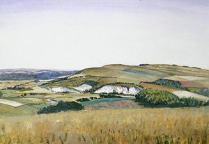 Amberley (akvarell és gouache papíron) alkotó: Christopher Richard Wynne Nevinson