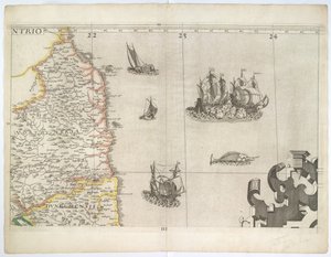 Northumbria és Északkelet-Anglia, Saxton 1583-as falitérképéről (metszet)