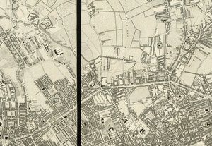 Pentonville környékének részlete, London térképéről, egy 1824-ben készült tényleges felmérésből. alkotó: Christopher and John (fl.1821 40) Greenwood