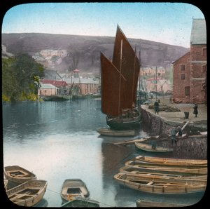 Looe, a rakpartról, Cornwall, a 19. század végén vagy a 20. század elején