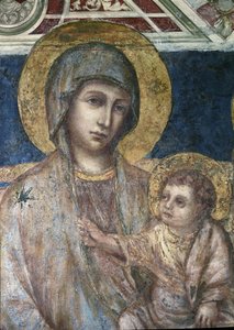 Maesta - Cimabue (Cenni di Pepo) (kb. 1272-1302) Szűz és gyermeke freskójának részlete 1278-1280 Dim 320x340 cm Assisi, San Francesco bazilika, altemplom, Alsótemplom