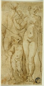 Vénusz és Ámor alkotó: Circle of Parmigianino