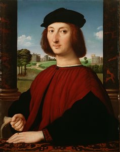 Egy vörös ruhás fiatalember portréja alkotó: Circle of Raphael