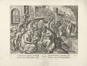 Pál megtéríti a filippi asszonyokat Az Apostolok Cselekedetei (sorozat címe) Acta Apostolorum (sorozat címe) alkotó: Claes Jansz. Visscher (II) (attributed to workshop of)