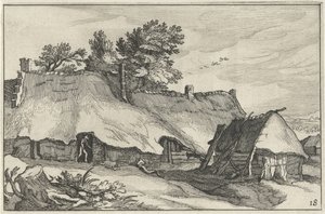 Farm és kis istálló Tájak farmokkal (sorozat címe) alkotó: Claes Jansz. Visscher (II)