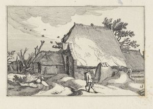 Farm és ember két vödörrel Tájak farmokkal (sorozat címe) alkotó: Claes Jansz. Visscher (II)