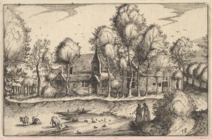 Egy tó, 18-as tábla a Brabanti Hercegség régiójából és villája, kb. 1610 alkotó: Claes Jansz Visscher
