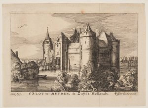 Muiden vára (fordítva), a Négy hollandiai és utrechti kastélyból alkotó: Claes Jansz. Visscher