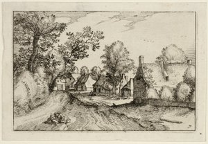 A Village Road, plate seven after Pictures of Farms, Country Houses and Rustic Villages (Praediorum villarum et rusticarum casularum icones)