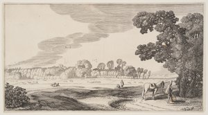 Kilátás a legelőkre, a Tájképek (Playsante Lantschappen) című képből alkotó: Claes Jansz. Visscher II