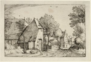 Falusi út, harmadik lemez a tanyák, vidéki házak és falusias falvak képei után (Praediorum villarum et rusticarum casularum icones) alkotó: Claes Jansz. Visscher II