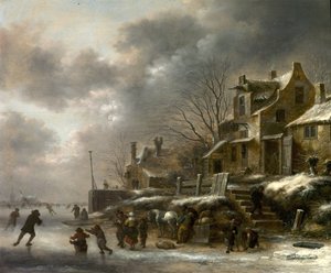 Téli jelenet, River műkorcsolyázással, 1671