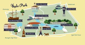 A Hyde Park térképe alkotó: Claire Huntley