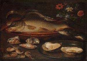 Csendélet hallal, osztrigával és garnélarákokkal, 1620-50 körül