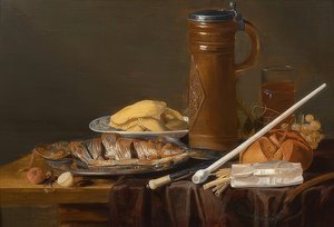 Csendélet agyagpipával. 1630 körül alkotó: Charlotte Evans