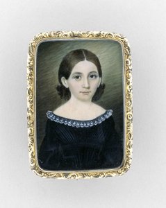 Egy lány portréja, 1845 körül (akvarell, elefántcsont, aranyozott és üveg) alkotó: Clarissa Peters