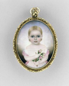 Egy lány portréja, 1840 körül (akvarell, elefántcsont, aranyozott és üveg) alkotó: Clarissa Peters Russell