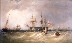 "Men-of-War off Portsmouth", Hampshire, 1855