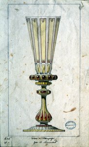 Dekoráció pezsgőfurulyákra, akvarell rajz, Claude-Aymé Chenavard alkotó: Claude Amie Chenavard