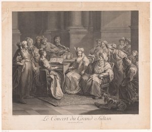 Koncert a szultánnak Le Concert du Grand Sultan (cím a tárgyon) alkotó: Claude Antoine Littret de Montigny