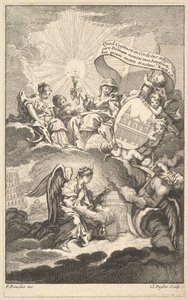 Frontispiece, Alexis Piron Szent Sulpice épületéből, kb. 1744. alkotó: Claude Augustin Duflos