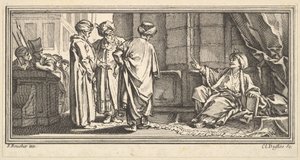 Qadi meghallgatása, 1746-47. alkotó: Claude Augustin Duflos
