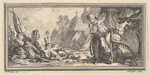 Török katonák pihennek, 1746-47. alkotó: Claude Augustin Duflos