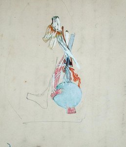 Idegrendszer egy macska fejében, 1842. május 25. (ceruza és akvarell papíron) alkotó: Claude Bernard
