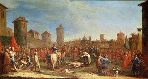 Torture on the Wheel, a "Miseries and Fortunes of War" sorozatból, Jacques Callot (1592-1635) eredeti festménye után alkotó: Claude Callot