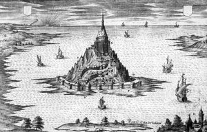 Saint Michel hegy Normandiában (Franciaország), Chastillon metszet alkotó: Claude Chastillon