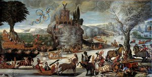 A négy elem: Water Scene téli táj, XIII. Lajos király a Neptunuszban, Osztrák Anna Amphitriteben, herceg és XIV. Lajos leendő király egy hajón. Claude Deruet (1588-1662) festménye. Homályos. 2,27 x 1,12 m. 1640-1641. Orleans. Múzeum
