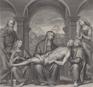 Krisztus a sírban, a Szűz ölében nyugszik, Perugino után, kb. 1685-1727. alkotó: Claude Duflos