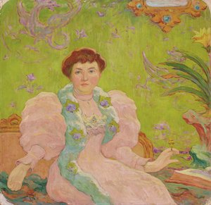 fiatal nő rózsaszín ruhában; Jeune femme a la robe rose, 1893 körül (olaj, vászon)