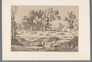 Landschap met gezicht op de berg Pentelikon Mount Pentelic (cím az objektumon) Kilátások az ókori Görögország leghíresebb helyszíneiről (...) (sorozat címe) alkotó: Claude Félix Théodore Caruelle d