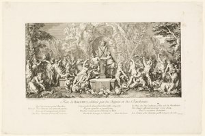 Bacchus ünnepe, amelyet a szatírok és a bakkhánsnők ünnepelnek alkotó: Claude Gillot