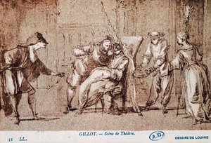 Színházi előadás, Claude Gillot (1673-1722) rajza. Franciaország alkotó: Claude Gillot