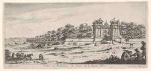 Kilátás az Anyakirálynő rezidenciájának kapujára, a Nézetek és az új ... sorozatból, kb. 1644. alkotó: Claude Goyrand