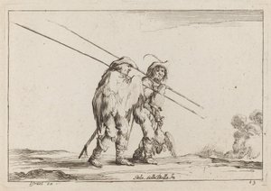 Két Pikemen gyalog utazik alkotó: Claude Goyrand after Stefano Della Bella