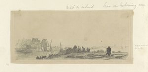 Táj csatorna, horgászok és tejesember Recueil de quatre-vingt-cinq estampes originales (sorozat címe) alkotó: Claude Henri Watelet (possibly)
