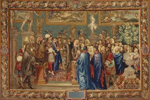 XIV. Lajos audienciája Fuentes grófjának… a Louvre-ban, 1662. március 24-én, 1730 körül. alkotó: Claude I, Ballin