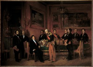 A Minisztertanács a Palais des Tuileries-ben, Marechal Soult augusztus 15-én bemutatja I. Lajos Fülöpnek (1773-1850) a régensségi törvényt.