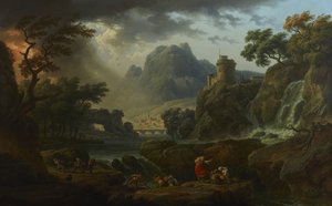 Hegyi táj közeledő viharral alkotó: Claude Joseph Vernet