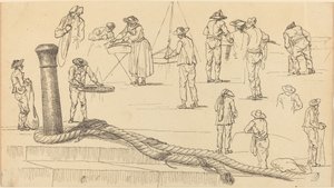 Rakparti figurák és egy oszlophoz erősített kötélhossz alkotó: Claude Joseph Vernet