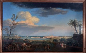 Antibes kikötője Provence-ban a föld partjáról nézve alkotó: Claude Joseph Vernet