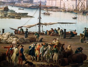 Toulon harmadik képe, régi kikötő képe az élelmiszerboltok oldaláról, részlet (olaj, vászon) alkotó: Claude Joseph Vernet