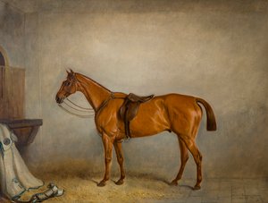 The Horse Planet egy istállóban, 1866 körül (olaj, vászon) alkotó: Claude L. Ferneley